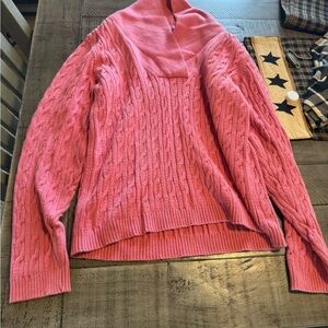 Charter Club Pink Cowl Neck Cable Sweater